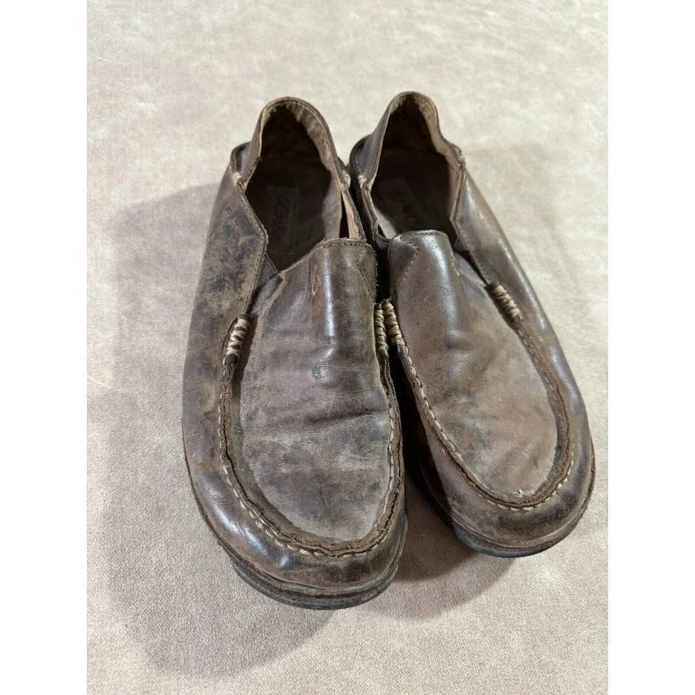 Olukai Moloa Mens Slip On Casual Shoes Moc‎ Toe Rubber Sole Brown Leather US 8.5